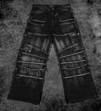 Oversized Distressed Cargo jeans Alloy Wash