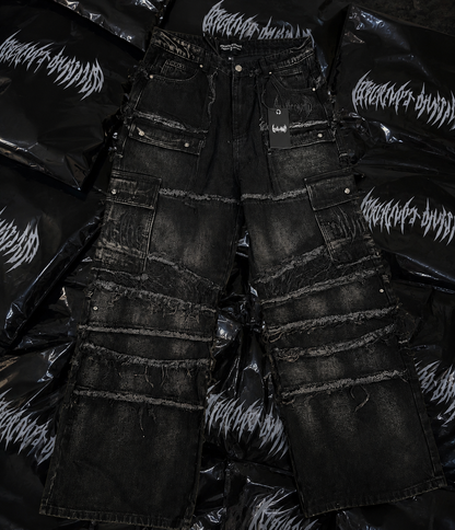Oversized Distressed Cargo jeans Alloy Wash